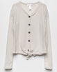 WHITE FAWN Tie Front Stone Girls Thermal Top image number 1