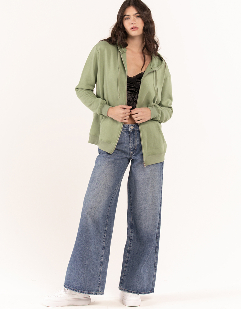 FULL TILT Essentials Womens Oversized Zip Up Hoodie image number 3