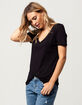 FULL TILT Essentials V-Neck Black Womens Pocket Tee image number 1