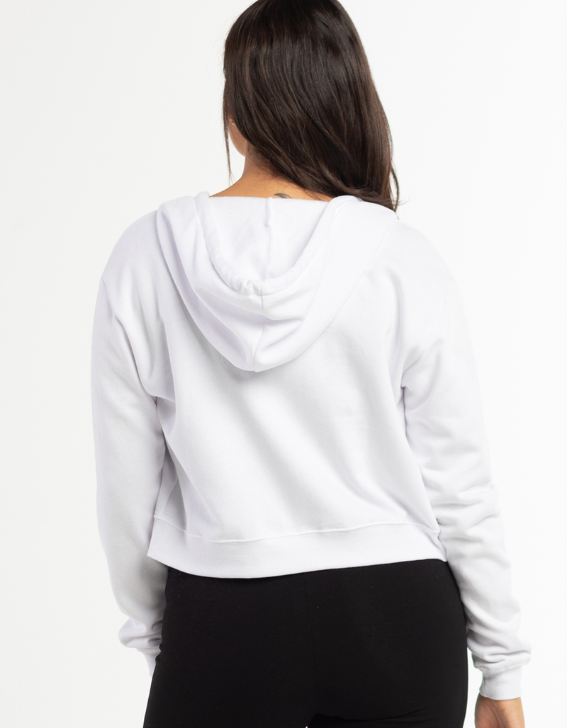 FULL TILT Essential Womens White Crop Zip Hoodie image number 6