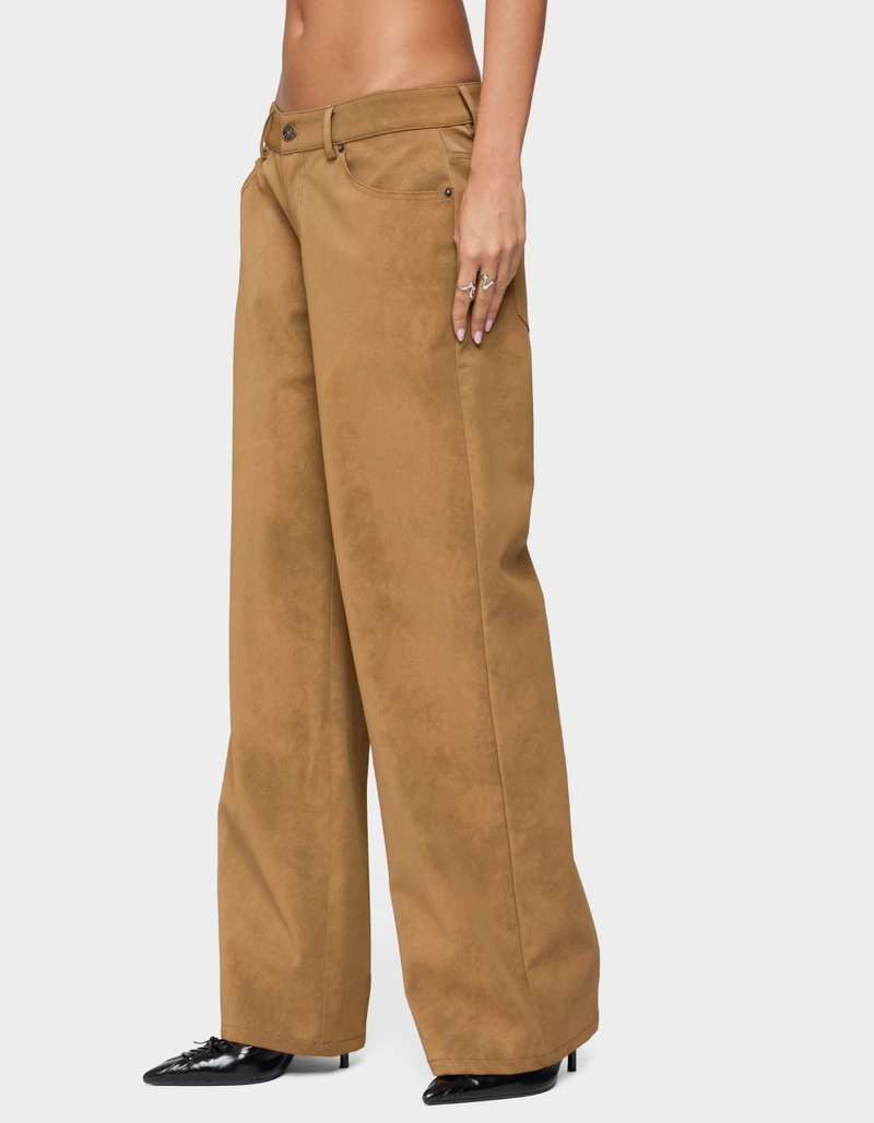 EDIKTED Stacey Low Rise Faux Suede Pants image number 1