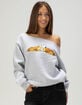 RSQ x Peanuts Halloween Snoopy Pumpkin Womens Off The Shoulder Sweatshirt image number 2