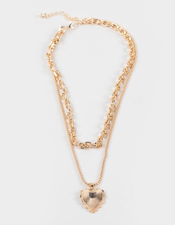 FULL TILT Layered Heart Chain Necklace Primary Image