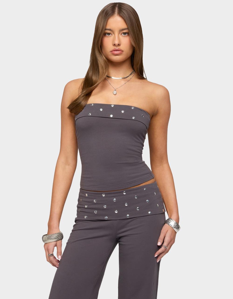 EDIKTED Breanna Studded Foldover Tube Top image number 0