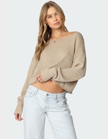 EDIKTED Aviv Wide Neck Oversized Sweater Primary Image