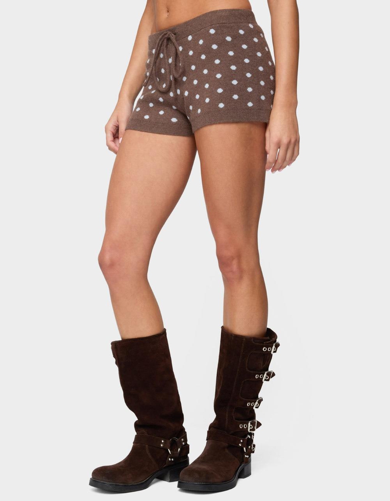 EDIKTED Kenny Polka Dot Knit Shorts image number 1