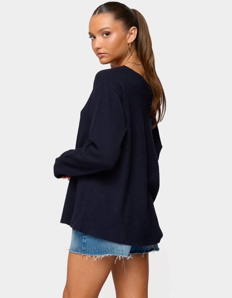 EDIKTED Damari Off Shoulder Oversized Waffle Top image number 2