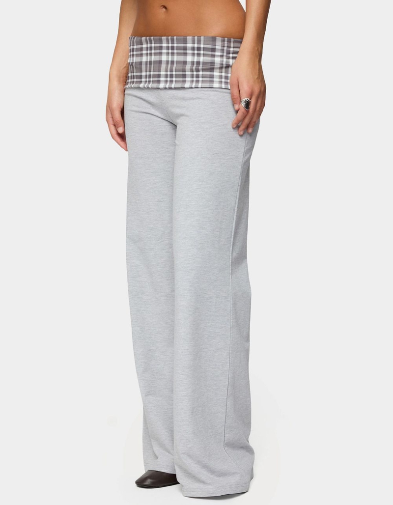 EDIKTED Kimmy Plaid Foldover Waist Pants image number 2