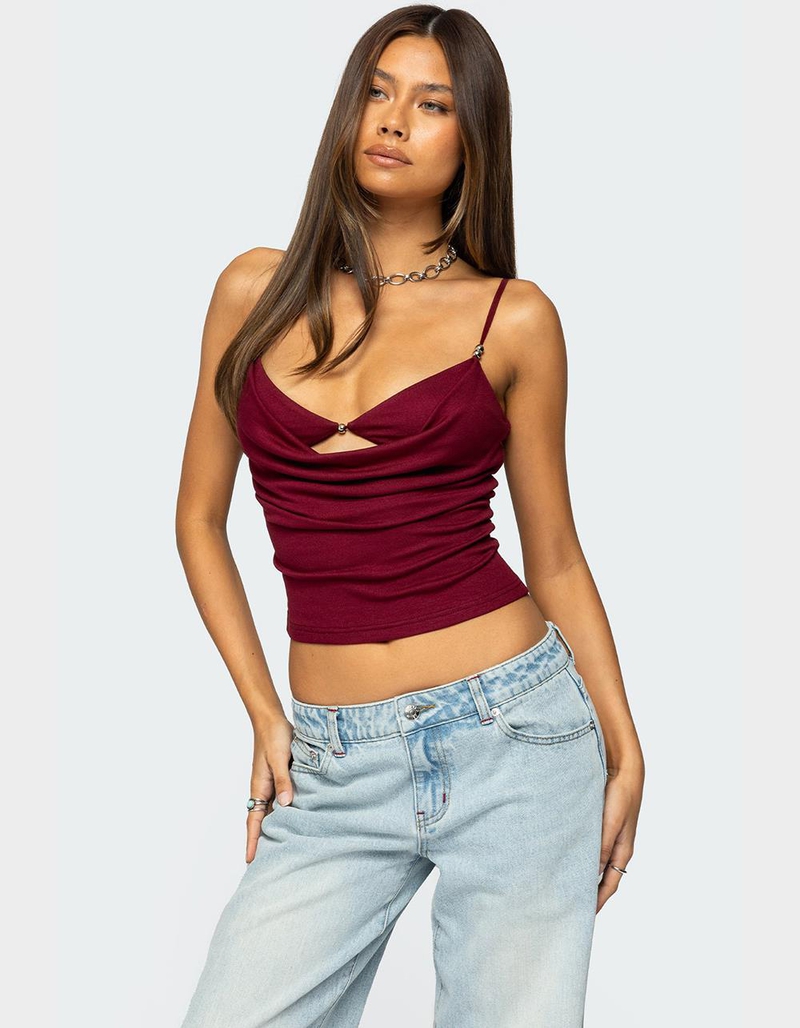 EDIKTED Layered Bra Cowl Neck Top image number 0