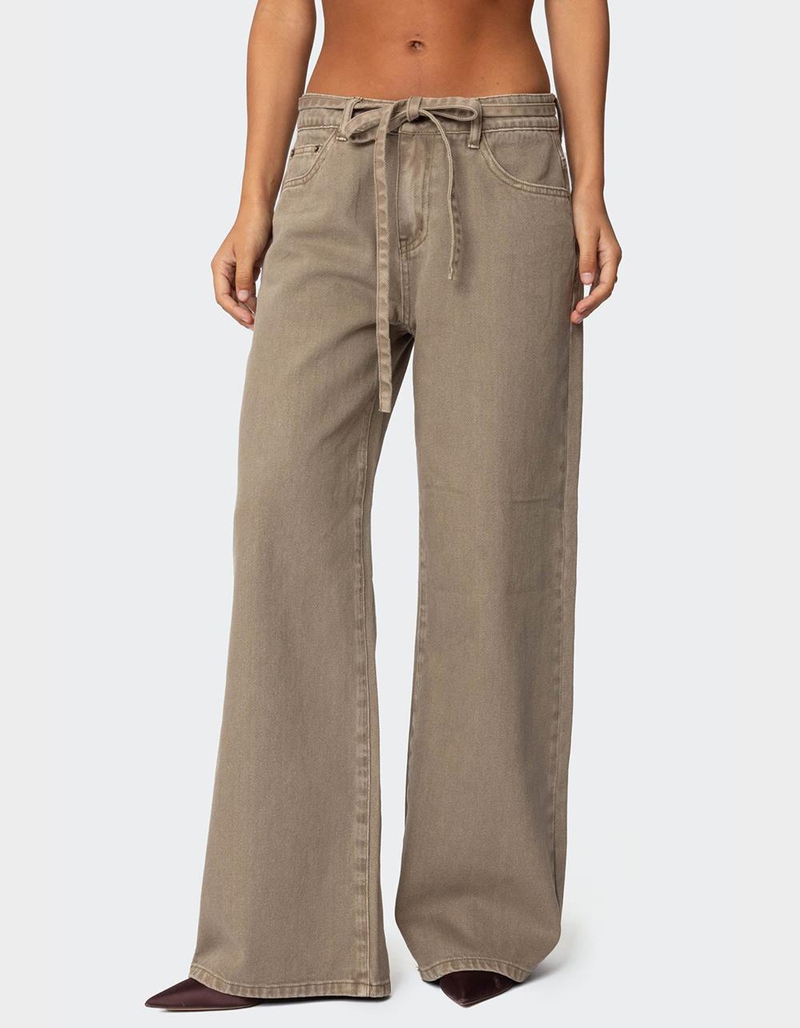 EDIKTED Hudson Oversized Tie Belt Jeans image number 0
