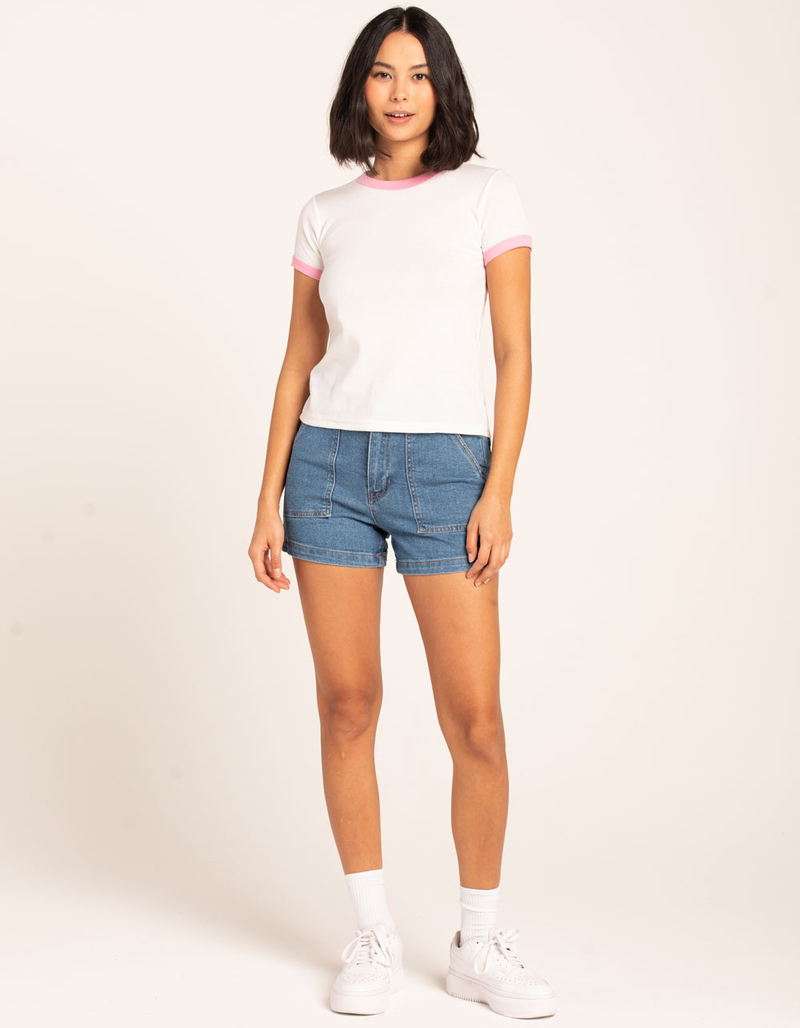 FULL TILT Solid Ringer Womens Tee image number 3