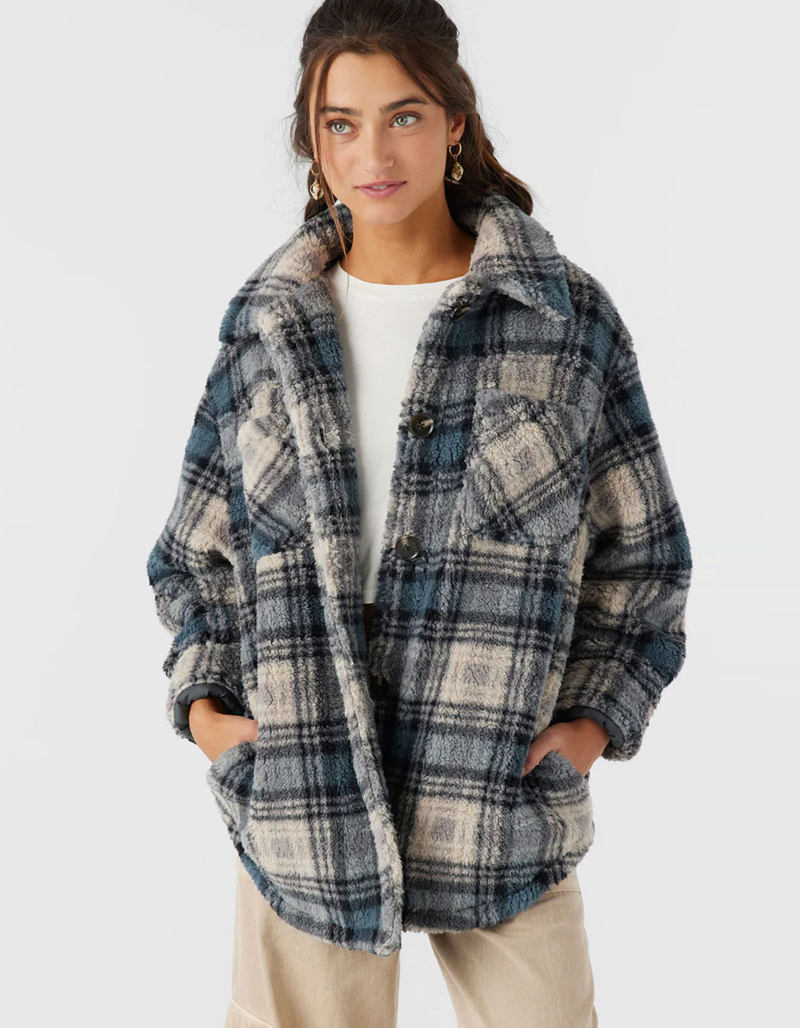 O'NEILL Heath Plaid Womens Oversized Fleece Jacket image number 2