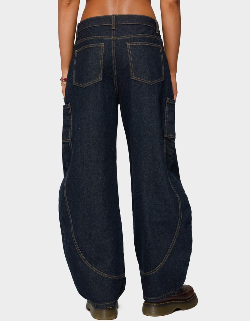 EDIKTED Aden Contrast Stitch Barrel Jeans image number 2