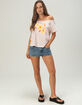 RSQ Womens Plumeria Off The Shoulder Tee image number 2