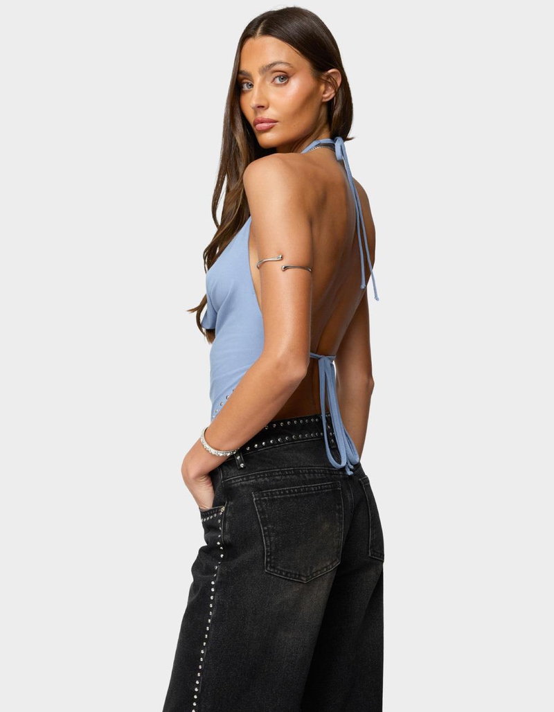 EDIKTED Zenya Backless Cowl Neck Halter Top image number 2