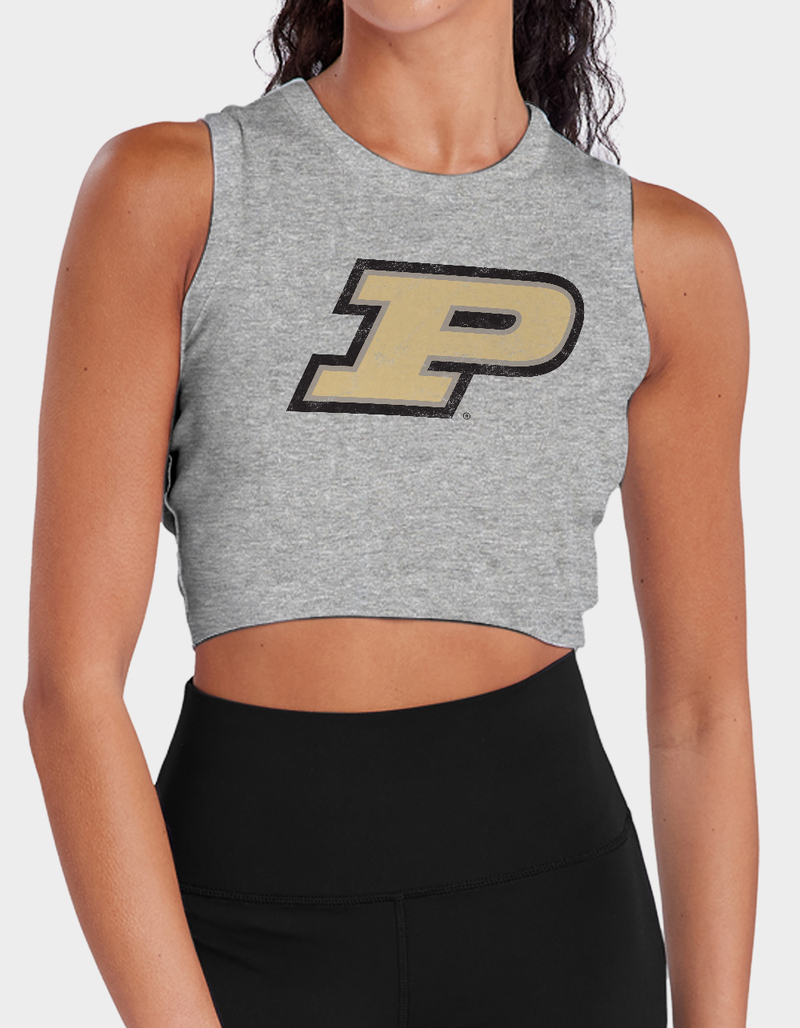 PURDUE UNIVERSITY Distressed Primary Logo Womens Cropped Tank Top image number 0