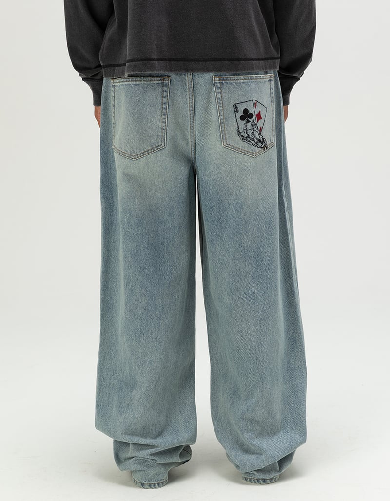 RSQ Mens Extra Baggy Embroidered Jeans image number 3
