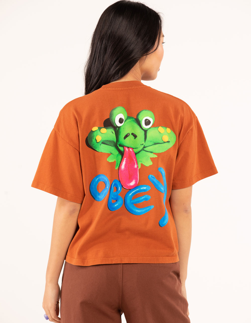 OBEY Clay Frog Womens Crop Tee image number 0