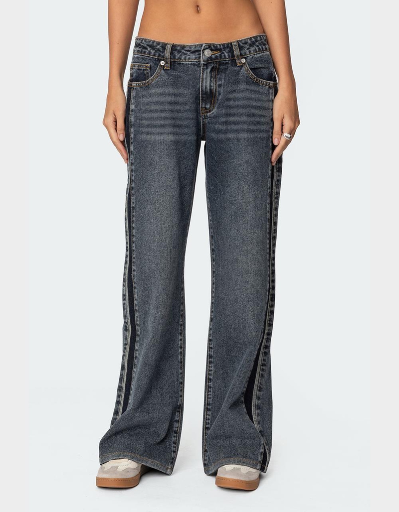 EDIKTED Contrast Panel Low Rise Jeans image number 0