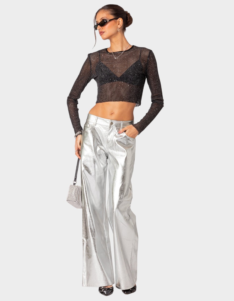 EDIKTED Marly Sheer Shimmer Sequin Top image number 1