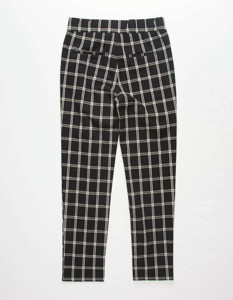 Girls Black Twill White Contrast Thread Straight Pants-NVPANT51199 main image 1