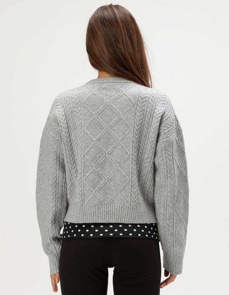 RSQ Womens Crop Cable Sweater image number 3