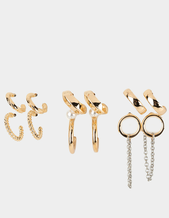 FULL TILT 6 Pack Pearl/Chain Hoop Earrings Primary Image
