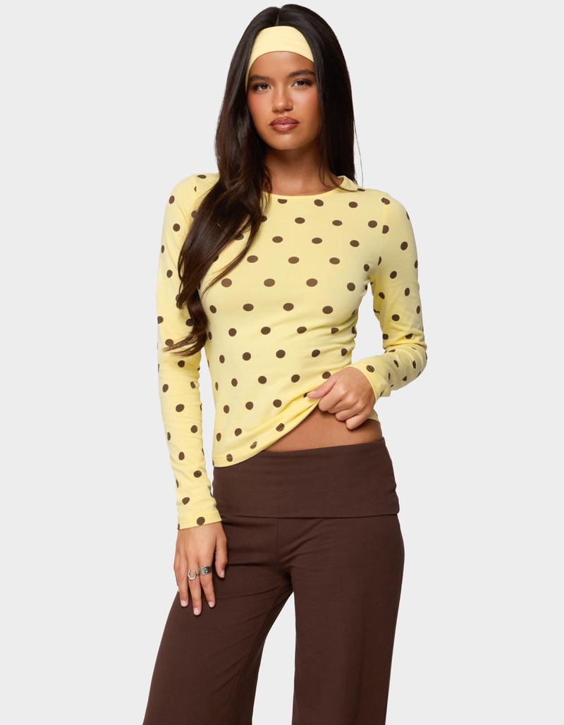 EDIKTED Maricelle Polka Dot Long Sleeve Tee image number 0