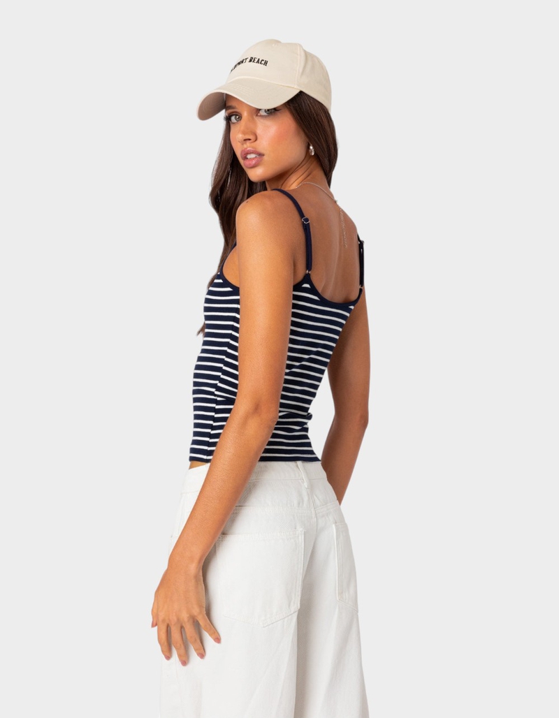 EDIKTED Gretta Striped Ribbed Tank Top image number 3
