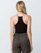 BOZZOLO Elastic Strap Racerback Black Womens Crop Tank Top image number 2