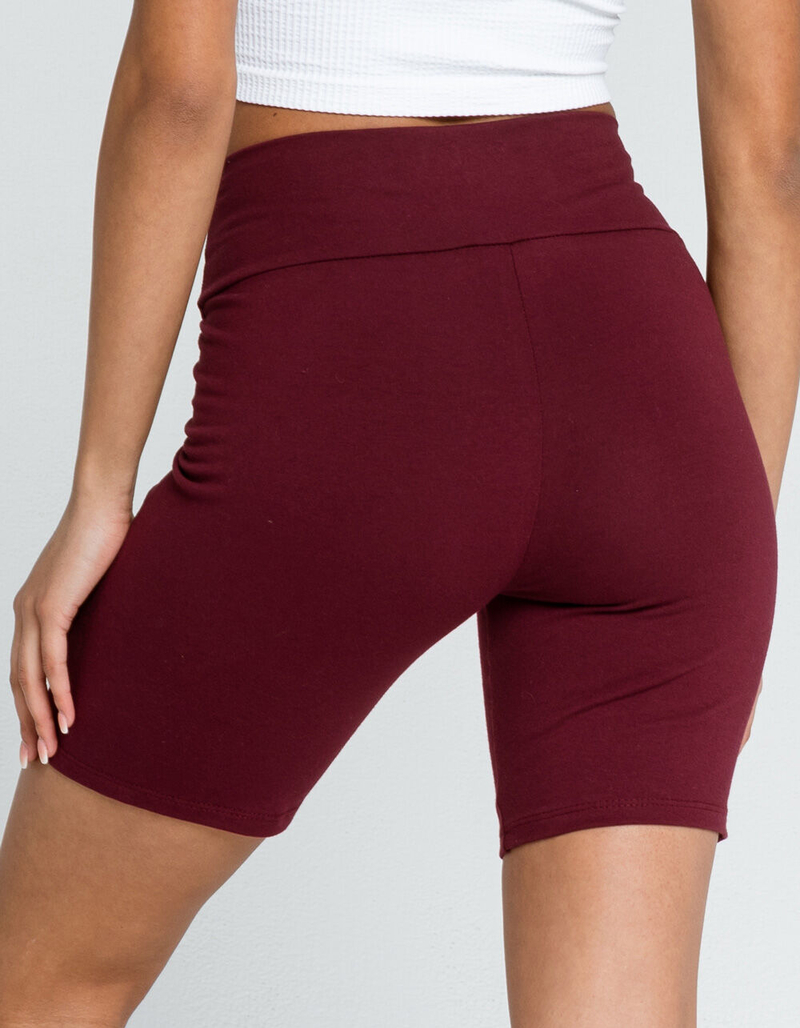 FULL TILT High Waisted Womens Burgundy Biker Shorts image number 2