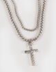 RSQ Cross/Stone Layered Chain Necklace image number 2