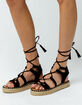 QUPID Lace Up Gladiator Black Womens Espadrilles Flatform Sandals image number 1