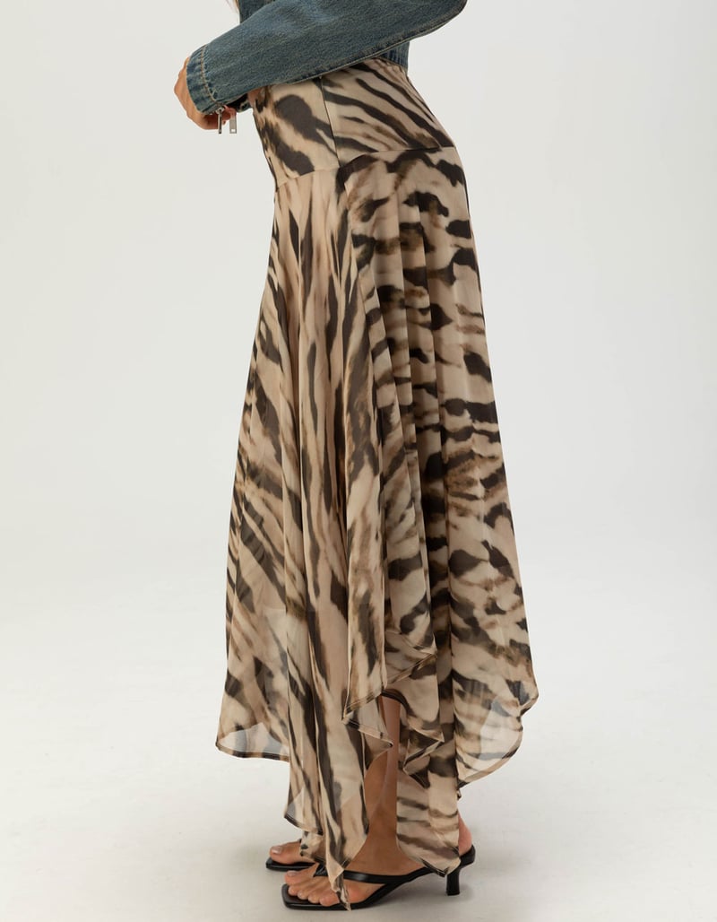 WEST OF MELROSE Asymmetric Animal Print Womens Midi Skirt image number 3