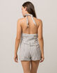 SKY AND SPARROW Stripe Button Front Womens Romper image number 3