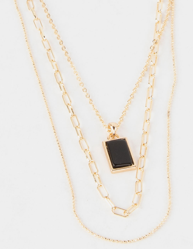 Three Layer Onyx Charm Necklace image number 1