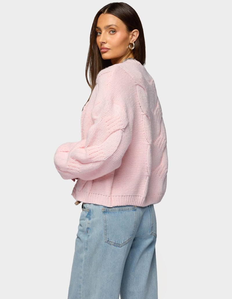 EDIKTED Braiden Chunky Cable Knit Cardigan image number 2