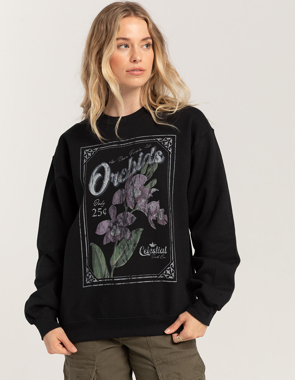 ORCHID Celestial Stamp Unisex Crewneck Sweatshirt - BLACK | Tillys