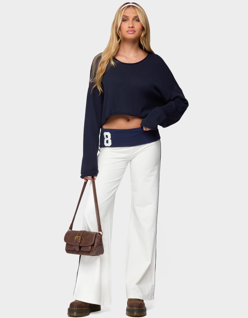 EDIKTED 8 Contrast Fold Over Wide Leg Pants image number 4