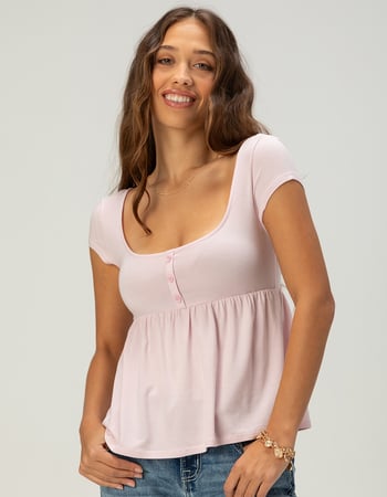 RSQ Womens Henley Babydoll Top Primary Image