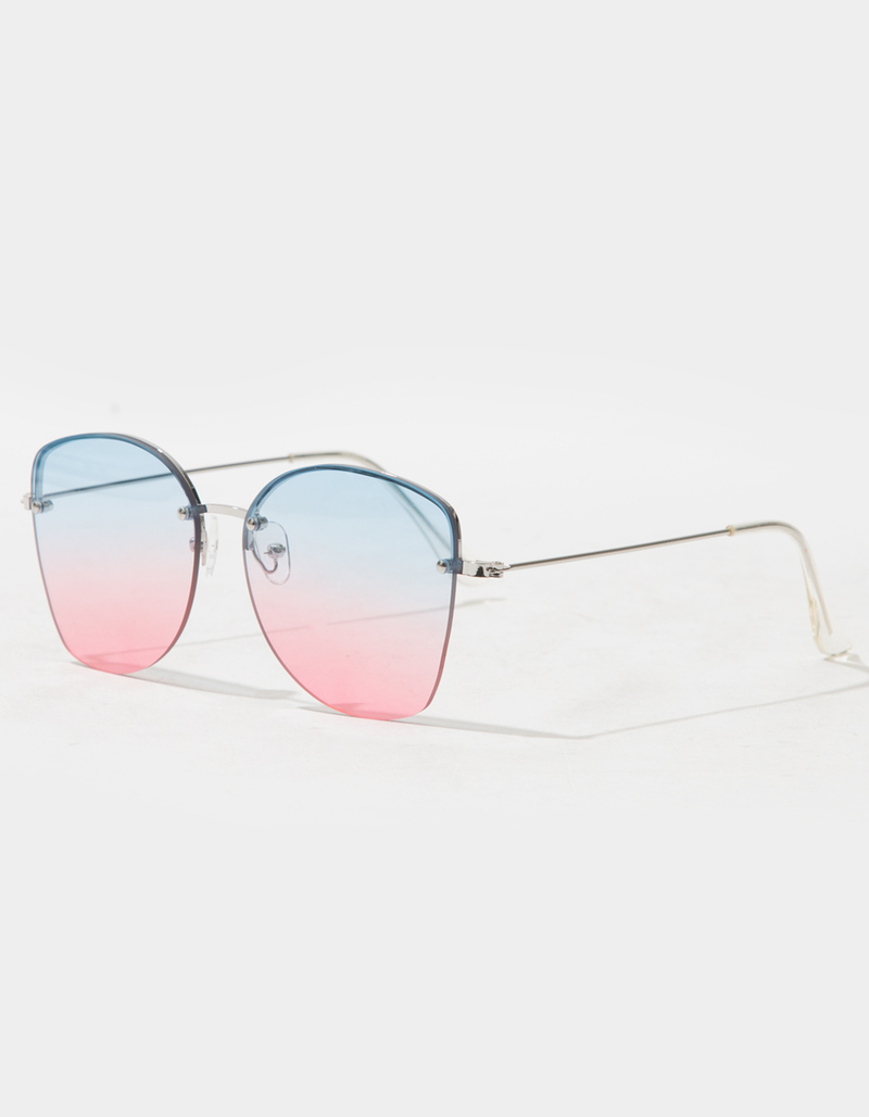 BLUE CROWN Rimless Round Cat Eye Sunglasses image number 0