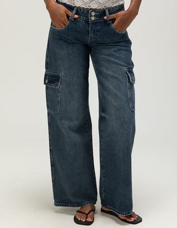 RSQ Womens Low Rise Original Baggy Cargo Jeans Alternative Image