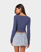 EDIKTED Yara Ribbed Ruffle Hem Top image number 4