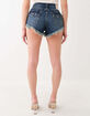 TRUE RELIGION High Rise Cheeky Womens Frayed Denim Shorts image number 3