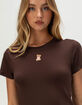 FULL TILT Embroidered Womens Baby Tee image number 5