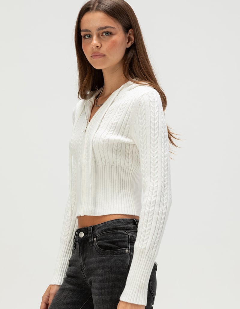 RSQ Womens Cable Knit Zip-Up Sweater image number 2