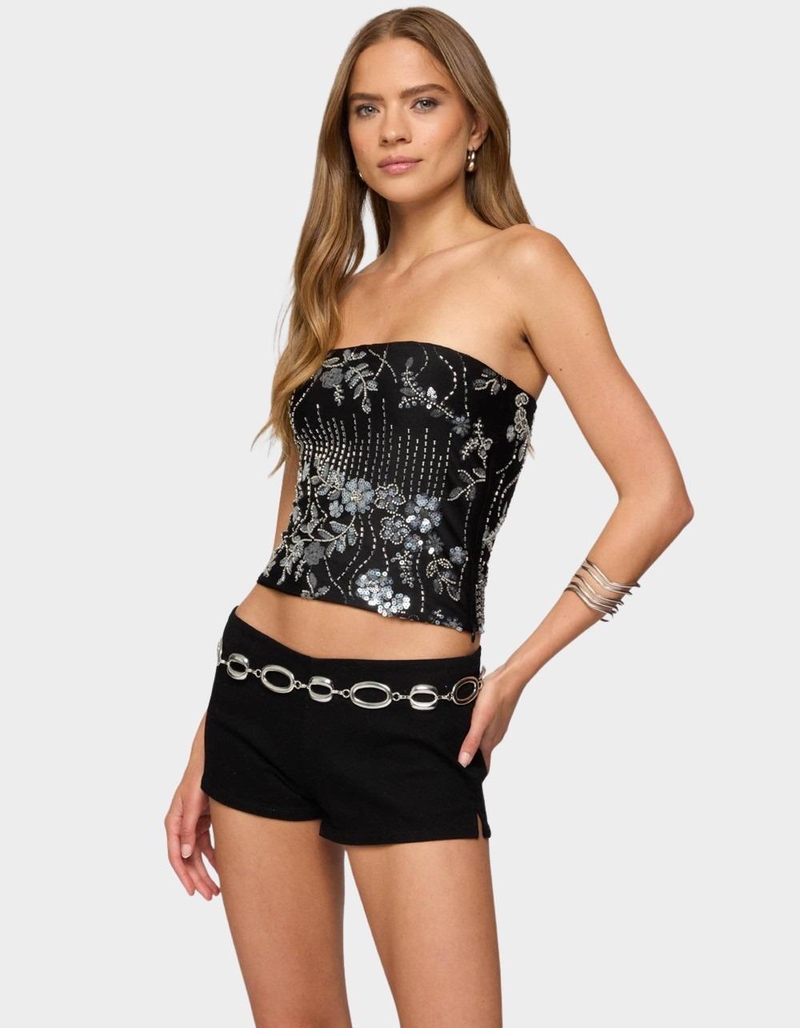 EDIKTED Zelda Bead & Sequin Strapless Top image number 1