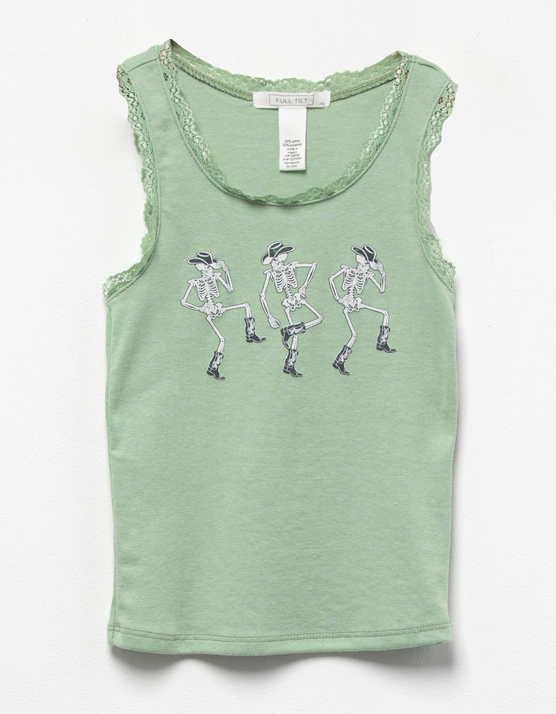 FULL TILT Skeleton Lace Trim Girls Tank Top image number 1