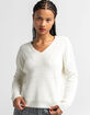 POOF APPAREL Womens V Neck Eyelet Pullover Sweater image number 1