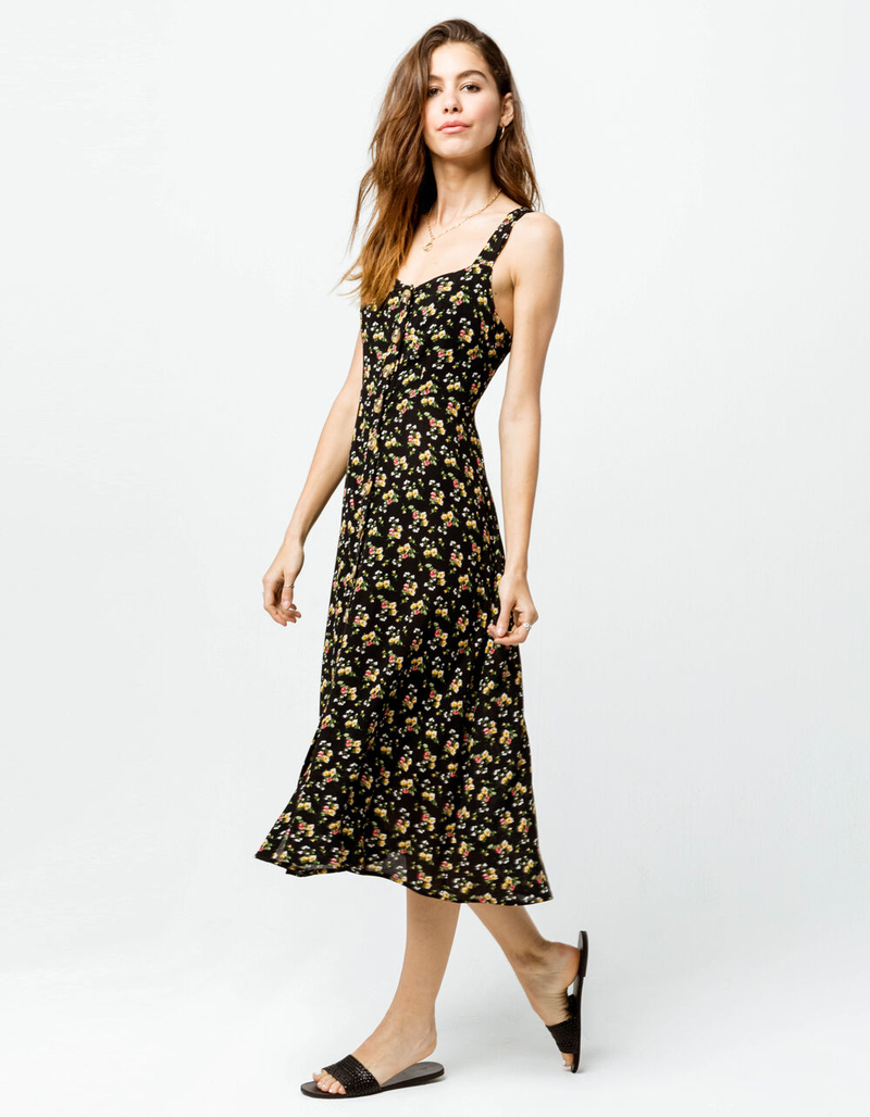 SKY AND SPARROW Floral Button Front Midi Dress image number 0